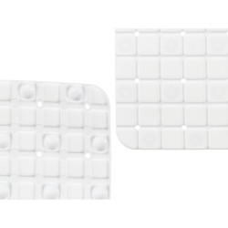 Tapis de Douche Antidérapant Carreaux Blanc PVC 50,3 x 50,3 x 0,7 cm (6 Unités)