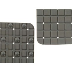 Tapis de Douche Antidérapant Carreaux Gris PVC 50,3 x 50,3 x 0,7 cm (6 Unités)