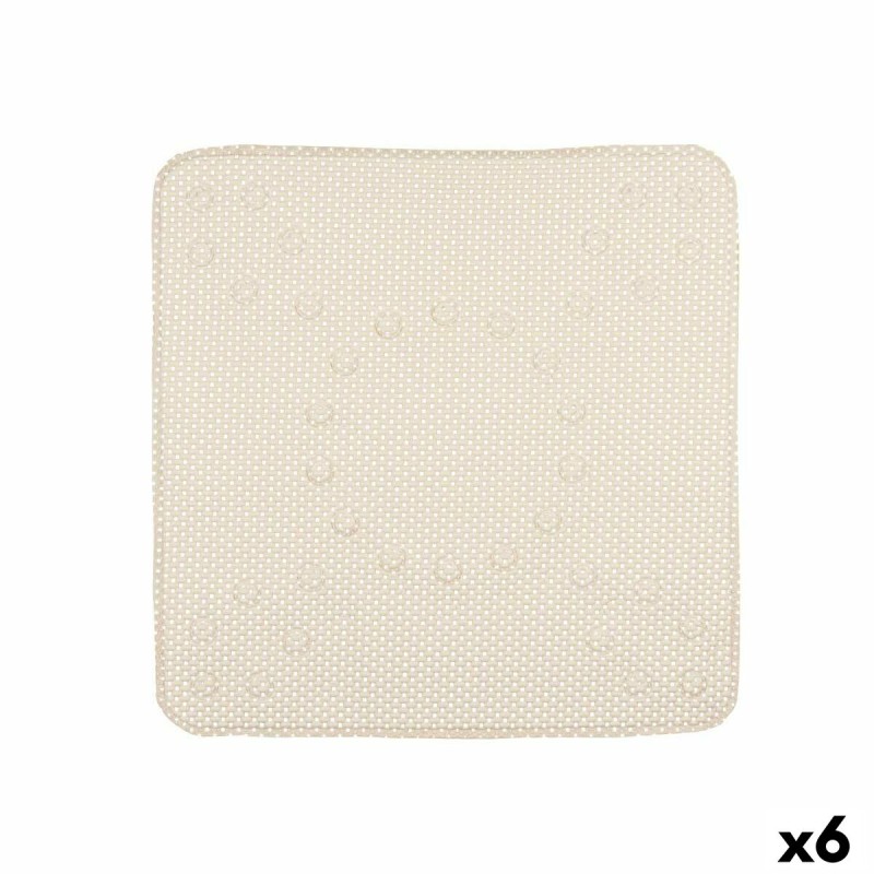 Tapis de Douche Antidérapant Beige PVC 53 x 52,5 x 1 cm (6 Unités)