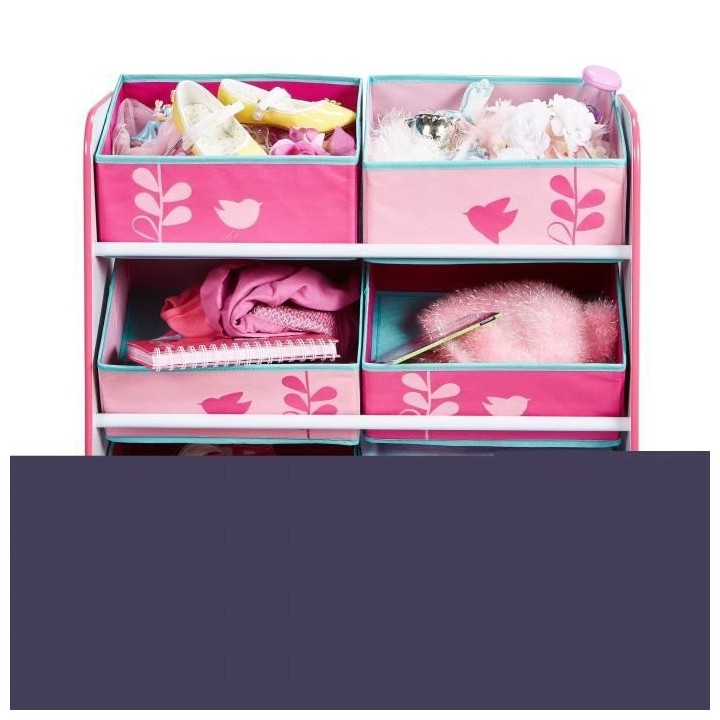 Fleurs et Oiseaux - Meuble de rangement pour chambre d'enfant avec 6 b