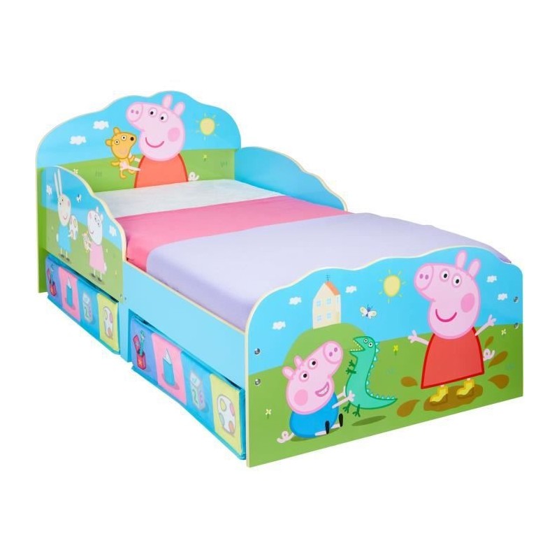 Peppa Pig - Lit pour enfants avec tiroirs de rangement sous le lit pour matelas 140cm x 70cm