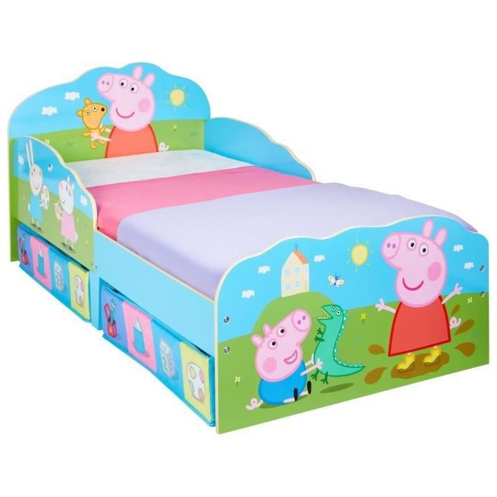 Peppa Pig - Lit pour enfants avec tiroirs de rangement sous le lit po