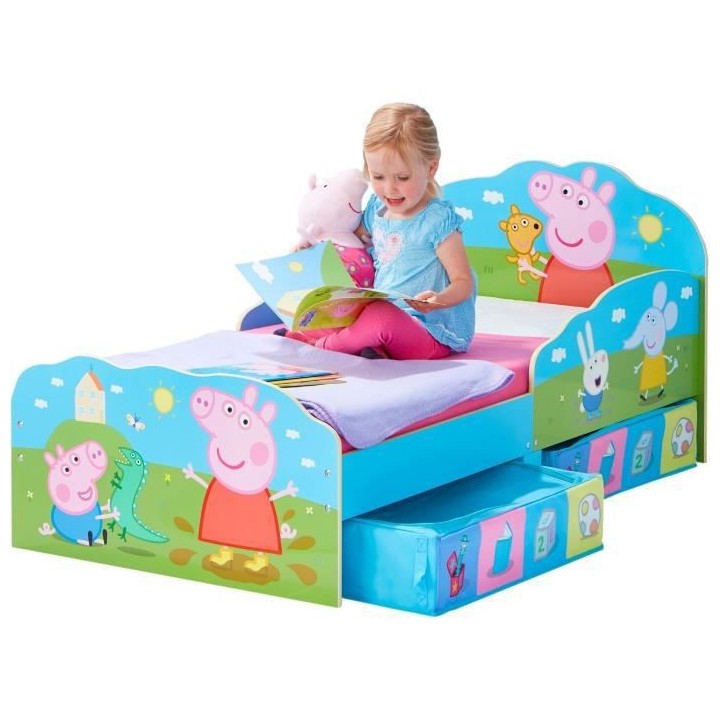 Peppa Pig - Lit pour enfants avec tiroirs de rangement sous le lit po