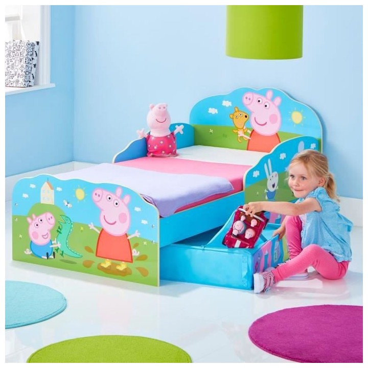 Peppa Pig - Lit pour enfants avec tiroirs de rangement sous le lit po