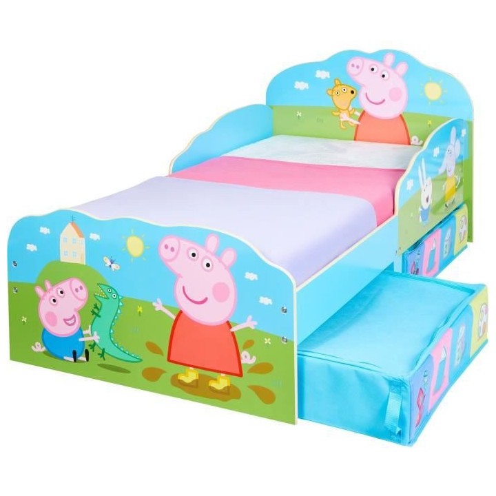Peppa Pig - Lit pour enfants avec tiroirs de rangement sous le lit po