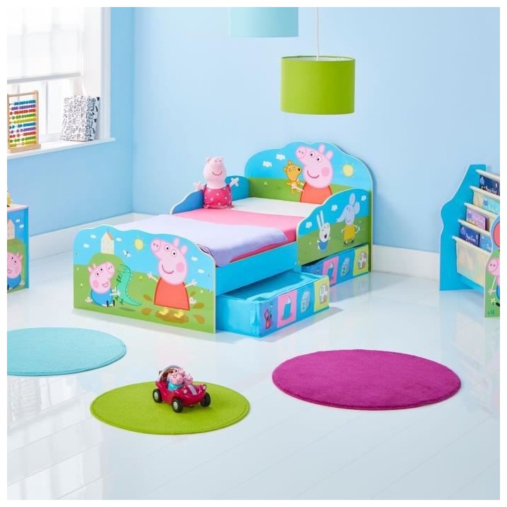 Peppa Pig - Lit pour enfants avec tiroirs de rangement sous le lit po