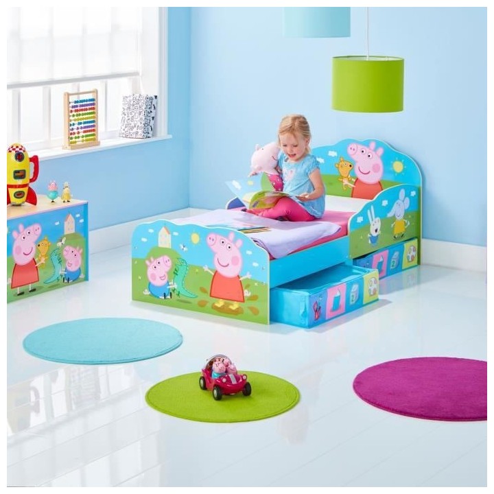 Peppa Pig - Lit pour enfants avec tiroirs de rangement sous le lit po