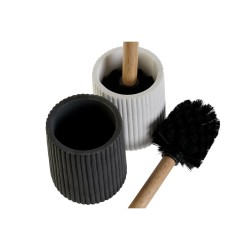 Brosse de salle de wc DKD Home Decor Blanc Gris Bois Résine 10,5 x 10,5 x 37 cm (2 Unités)