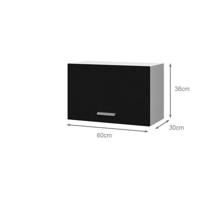 EXTRA - Meuble hotte de cuisine 60cm - Noir Mat