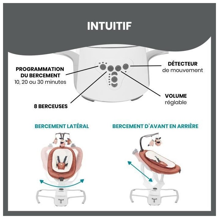 Babymoov Balancelle bébé électrique Swoon Motion, Assise a 360°, T