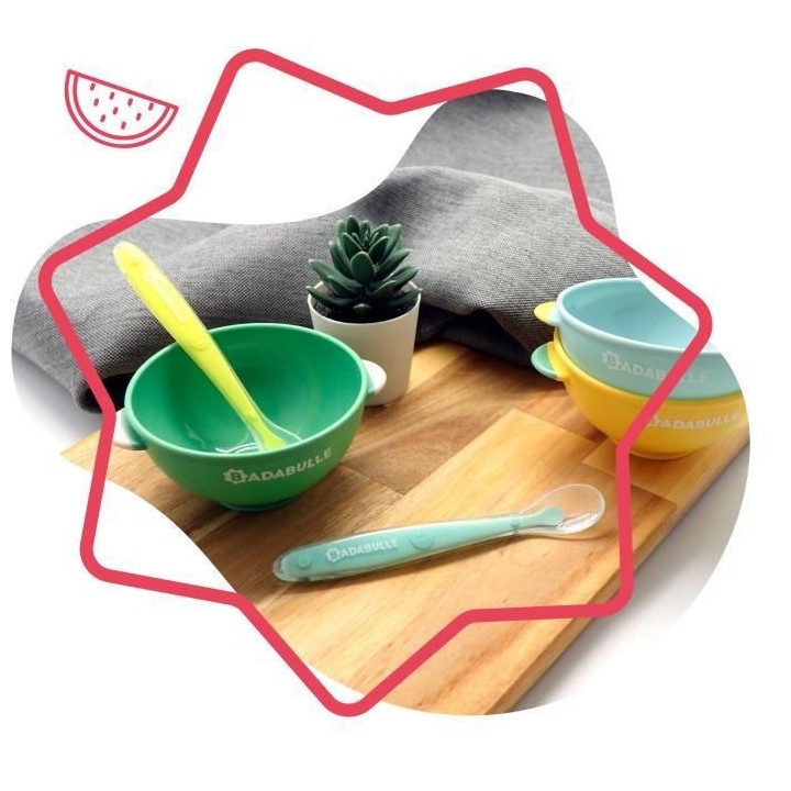 Badabulle Lot de 6 cuilleres en silicone ultra-flexibles, Ergonomiques