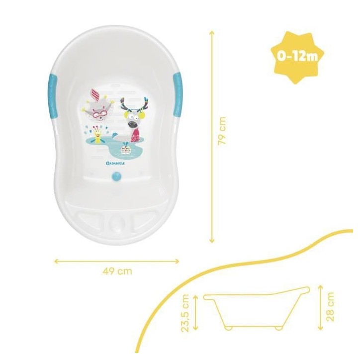 BADABULLE Baignoire Ergoludique et Evolutive pour bébé, des la naiss