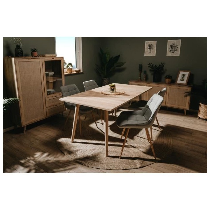 Table a manger pour 6 personnes - Décor chene sonoma - BALI - L 160 x