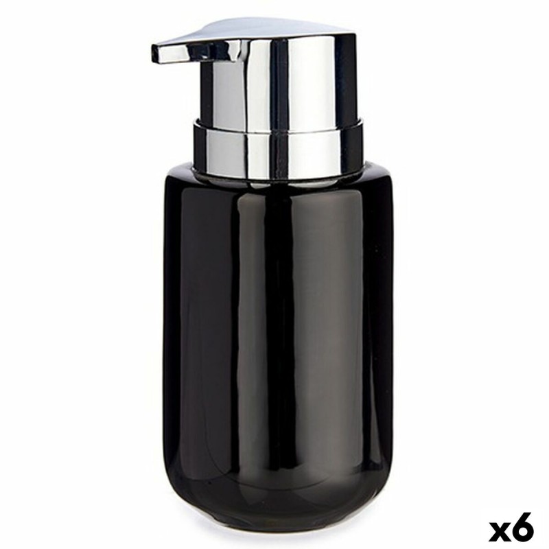 Distributeur de Savon Noir Argenté Métal Céramique 350 ml (6 Unités)