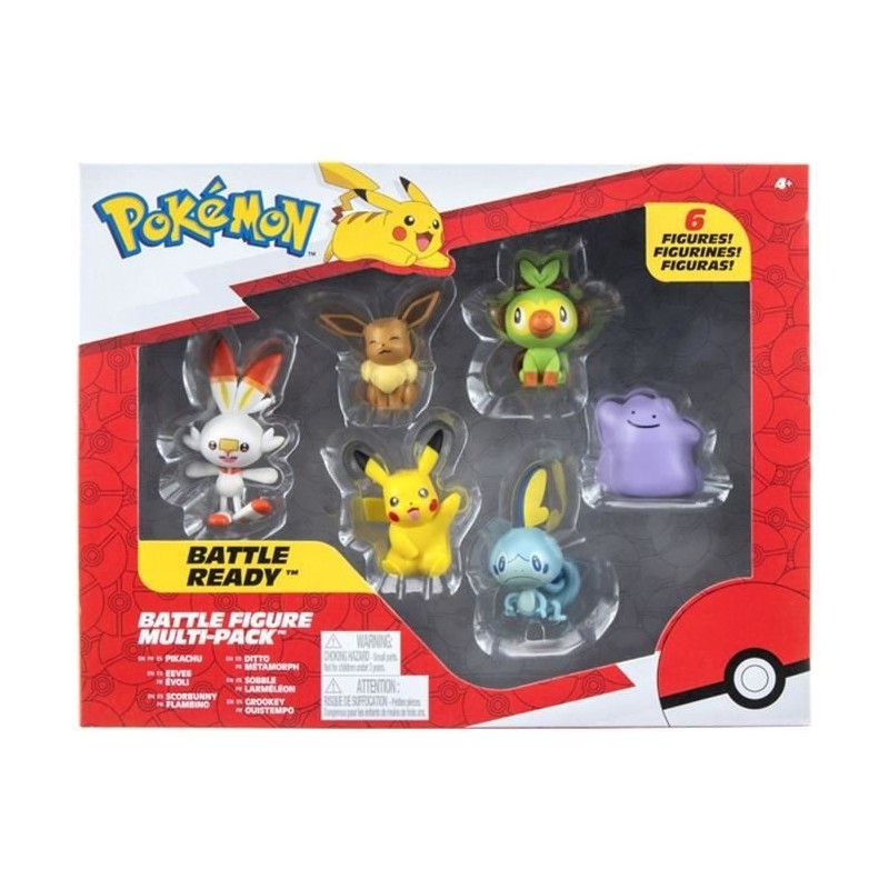 Pack de 6 figurines BANDAI Pokémon - Vague 2 - Pikachu, Ouistempo, Larméléon, Flambino, Evoli, Métamorph