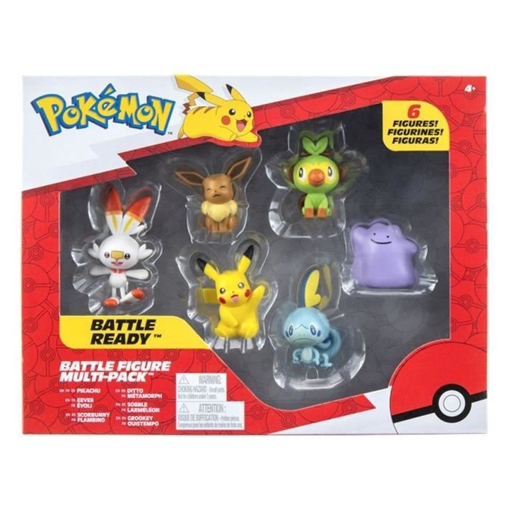 Pack de 6 figurines BANDAI Pokémon - Vague 2 - Pikachu, Ouistempo, La