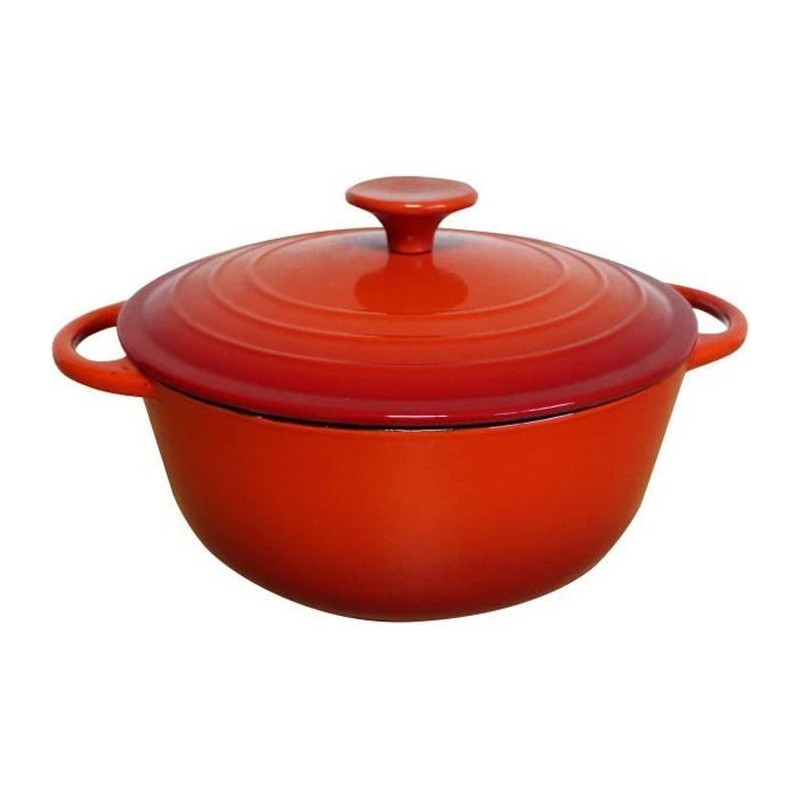 BAUMALU Cocotte fonte ronde - 24 cm - Rouge dégradé Tradition