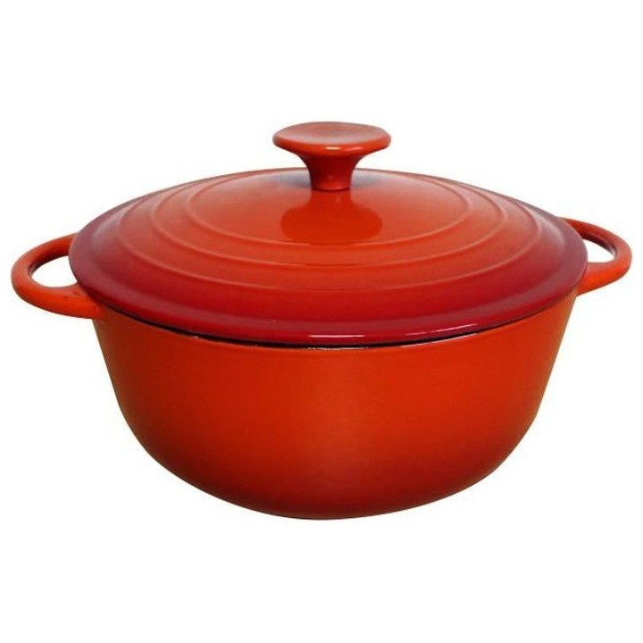 BAUMALU Cocotte fonte ronde - 24 cm - Rouge dégradé Tradition