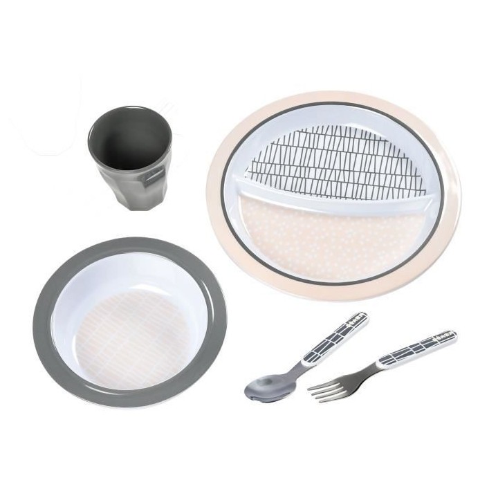 BEABA, Coffret Cadeau Repas Enfant, Assiette deux compartiments, Bol,