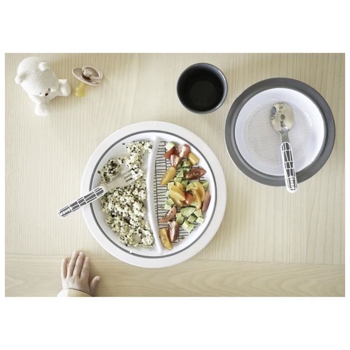 BEABA, Coffret Cadeau Repas Enfant, Assiette deux compartiments, Bol,
