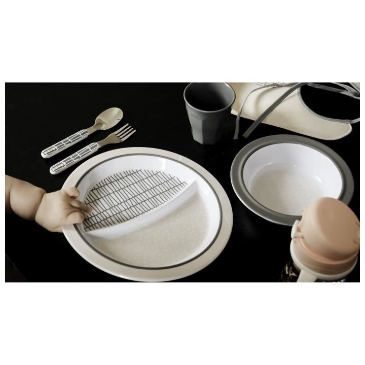 BEABA, Coffret Cadeau Repas Enfant, Assiette deux compartiments, Bol,