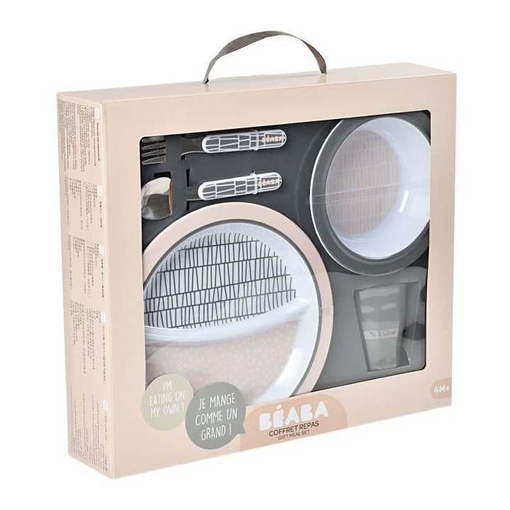 BEABA, Coffret Cadeau Repas Enfant, Assiette deux compartiments, Bol,