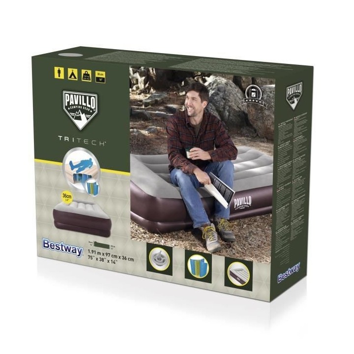 BESTWAY Matelas gonflable camping Pavillo™ Tritech™ - 1 place - 19