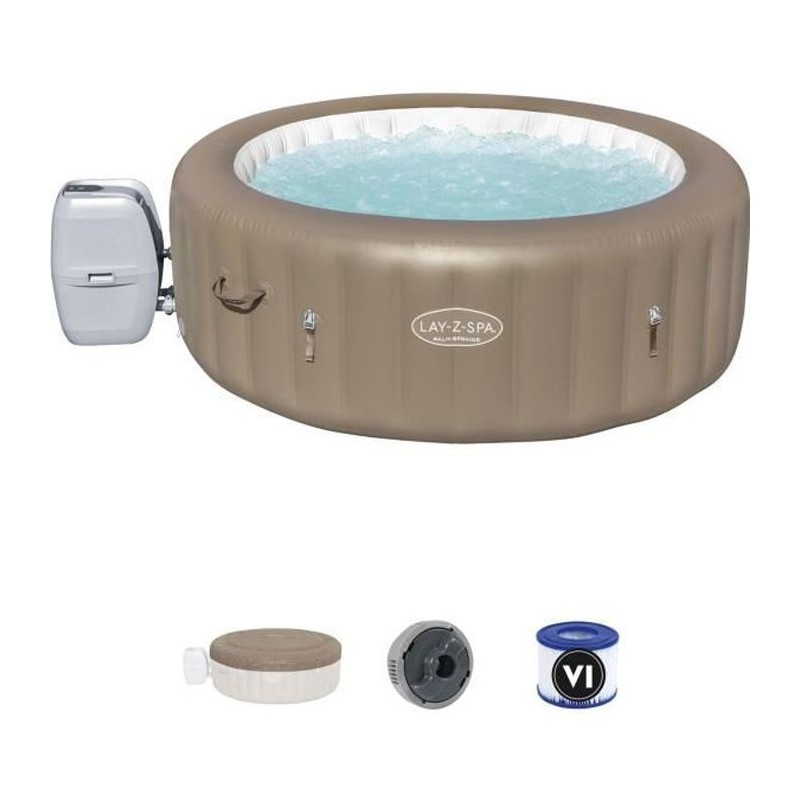 Spa gonflable BESTWAY - Lay-Z-Spa Palm Spring - 196 x 71 cm - 4/6 places - Rond (Inclus : couverture, cartouche et diffuseur)