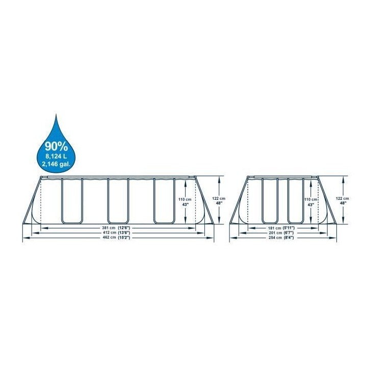 Kit Piscine hors sol tubulaire BESTWAY - Power Steel™ - 412 x 201 x