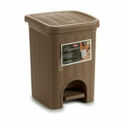 Poubelle à pédale Stefanplast Elegance Noir Beige Plastique 6 L 20,5 x 28 x 20,5 cm (6 Unités)