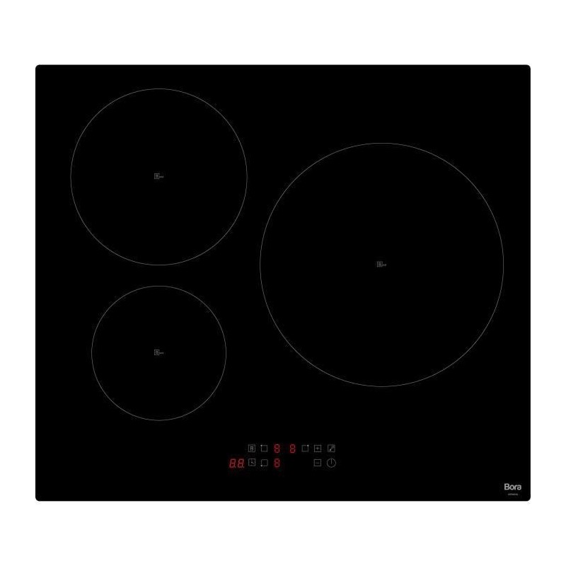 Table de cuisson induction BORA - 3 foyers - L59xP52 cm - 7200 W - Noir - BOTINB163