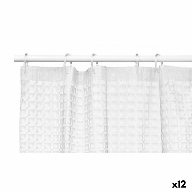 Rideau de Douche Carreaux Transparent Polyéthylène EVA 180 x 180 cm (12 Unités)