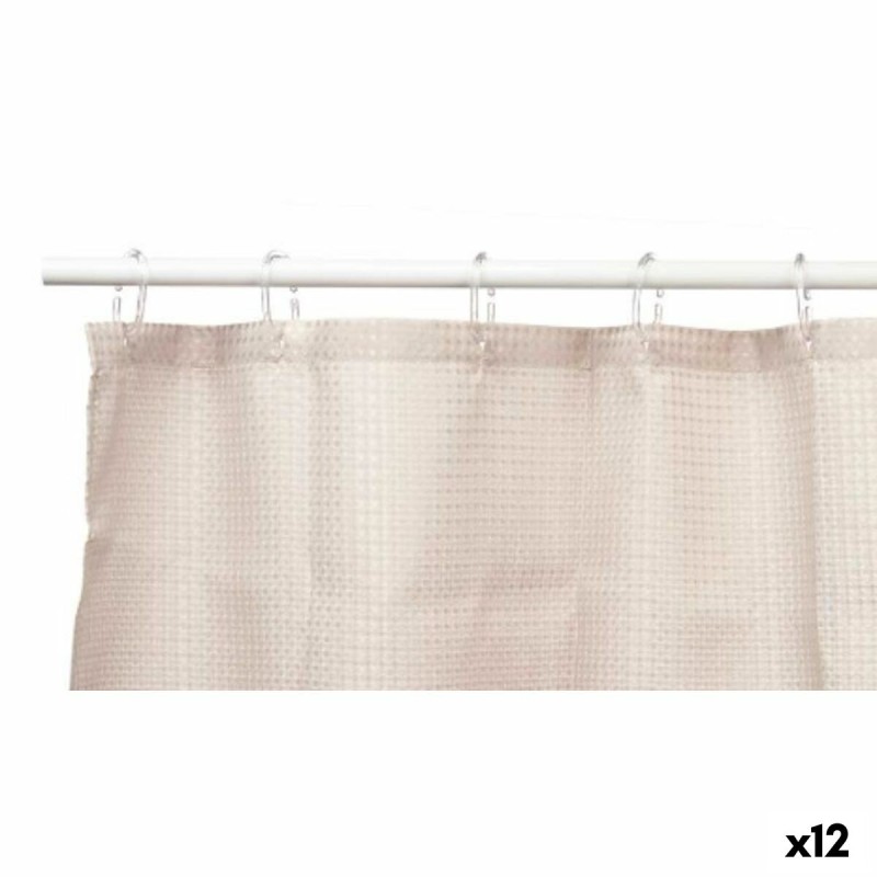 Rideau de Douche Points Beige Polyester 180 x 180 cm (12 Unités)