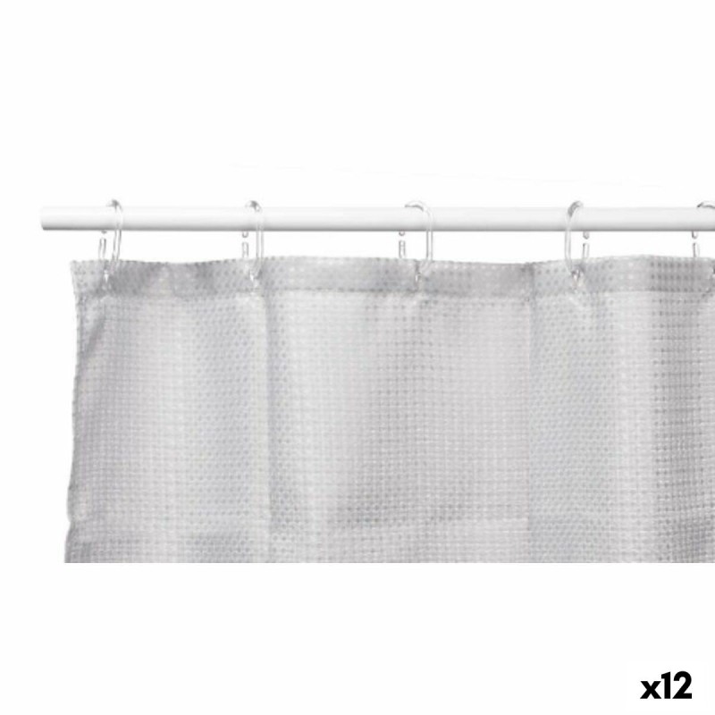 Rideau de Douche Points Gris Polyester 180 x 180 cm (12 Unités)