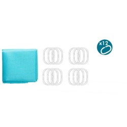 Rideau de Douche Points Bleu Polyester 180 x 180 cm (12 Unités)