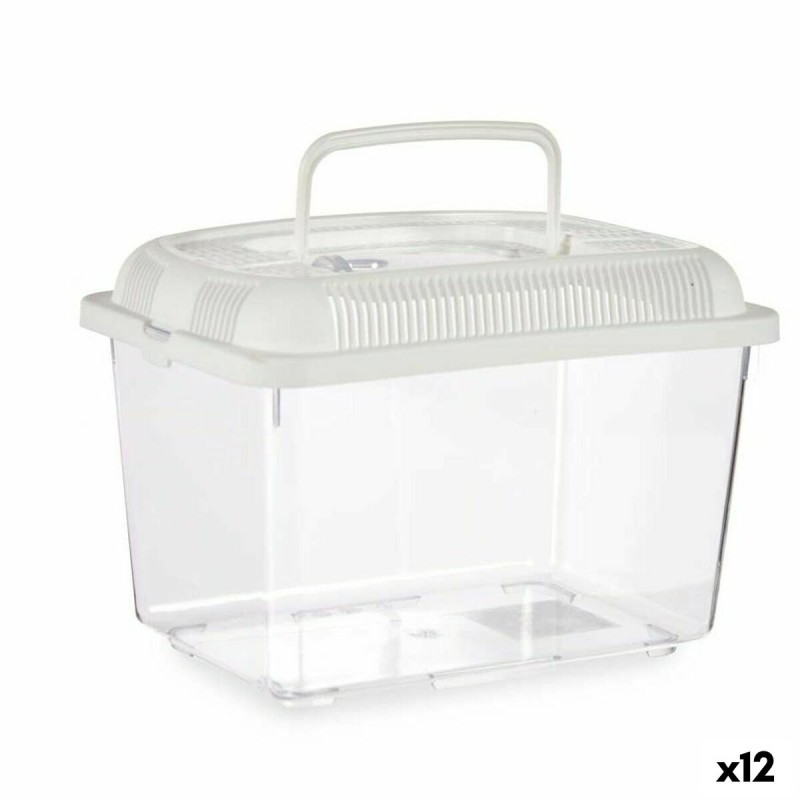 Bocal à poisson Avec poignée Moyen Blanc Plastique 3 L 17 x 16 x 24 cm (12 Unités)