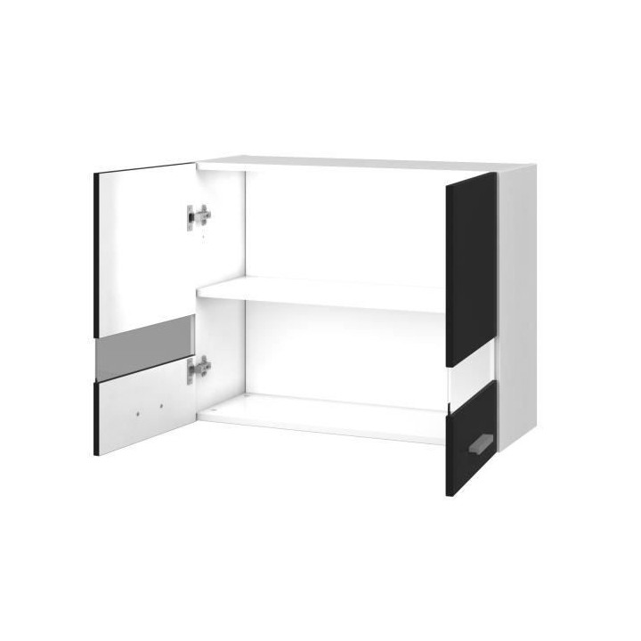 EXTRA - Meuble haut de cuisine L 80cm 2 Portes vitrées - Gris Laqué