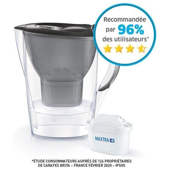 BRITA Carafe filtrante MARELLA Gris + 1 Cartouche de rechange