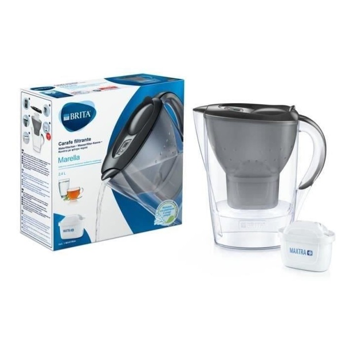 BRITA Carafe filtrante MARELLA Gris + 1 Cartouche de rechange