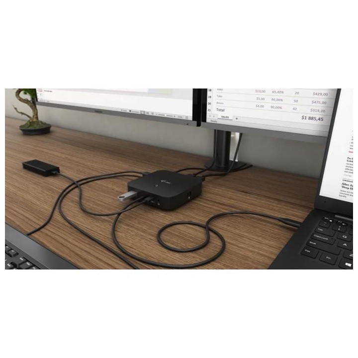 i-tec - USB-C Station d'accueil 2x4K avec Adaptateur Secteur PD 100W