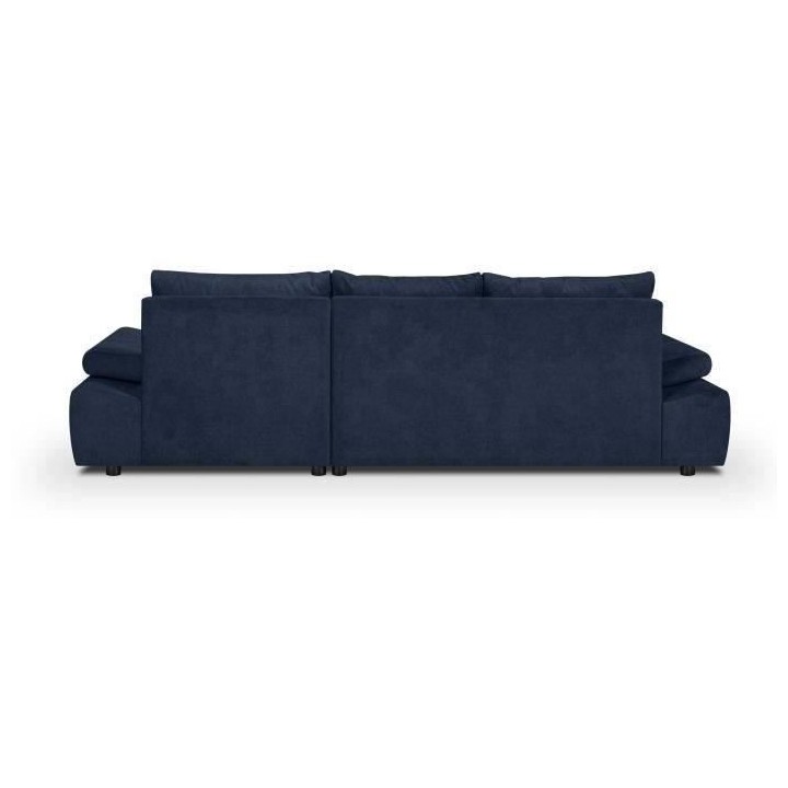 Canapé d' angle gauche 4 places convertible + coffre - Tissu bleu mar