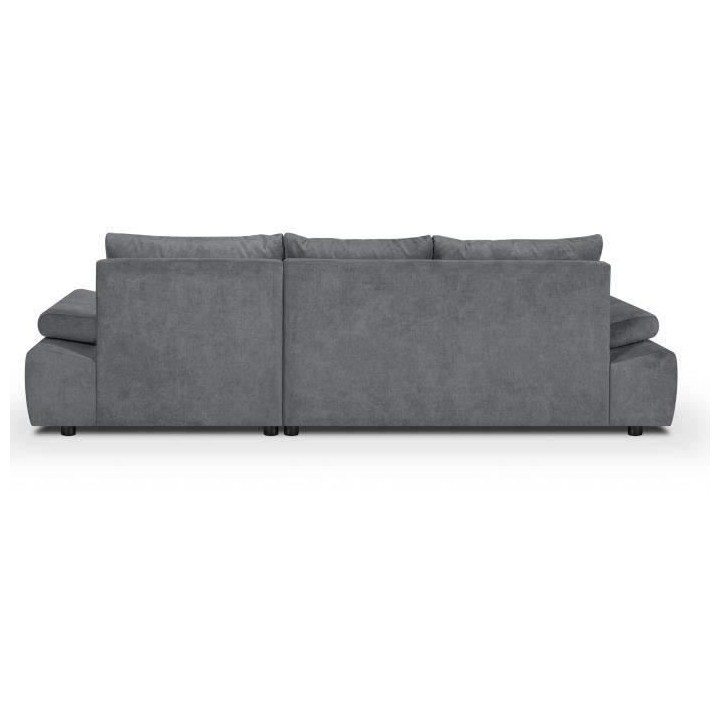Canapé d'angle droit convertible 4 places - Tissu gris foncé et cous