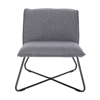 Fauteuil bas IVO - Tissu gris - Style contemporain - L 63 x P 75 x H 7