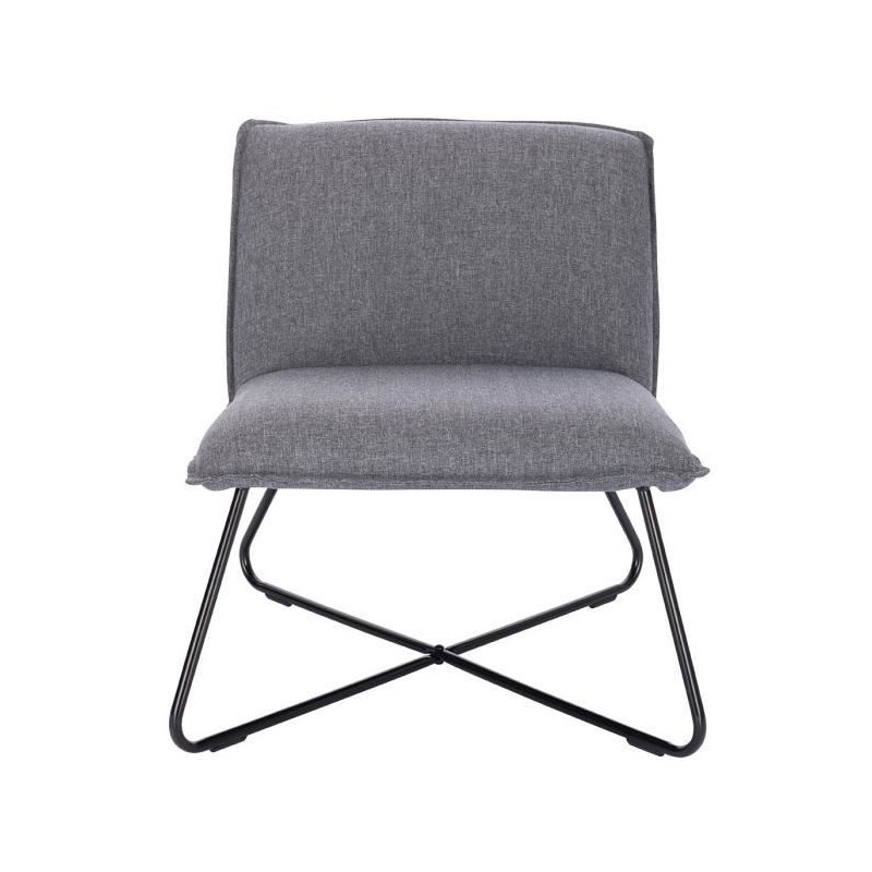 Fauteuil bas IVO - Tissu gris - Style contemporain - L 63 x P 75 x H 70 cm