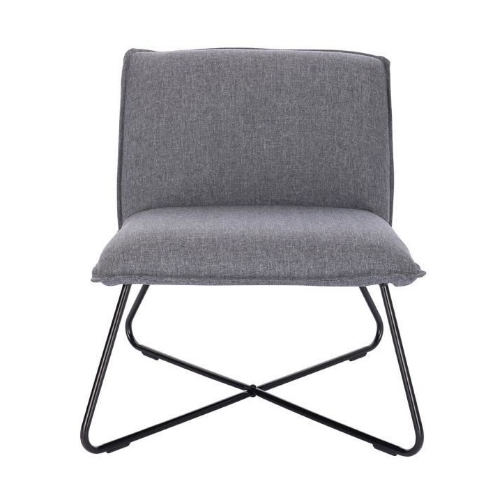 Fauteuil bas IVO - Tissu gris - Style contemporain - L 63 x P 75 x H 7