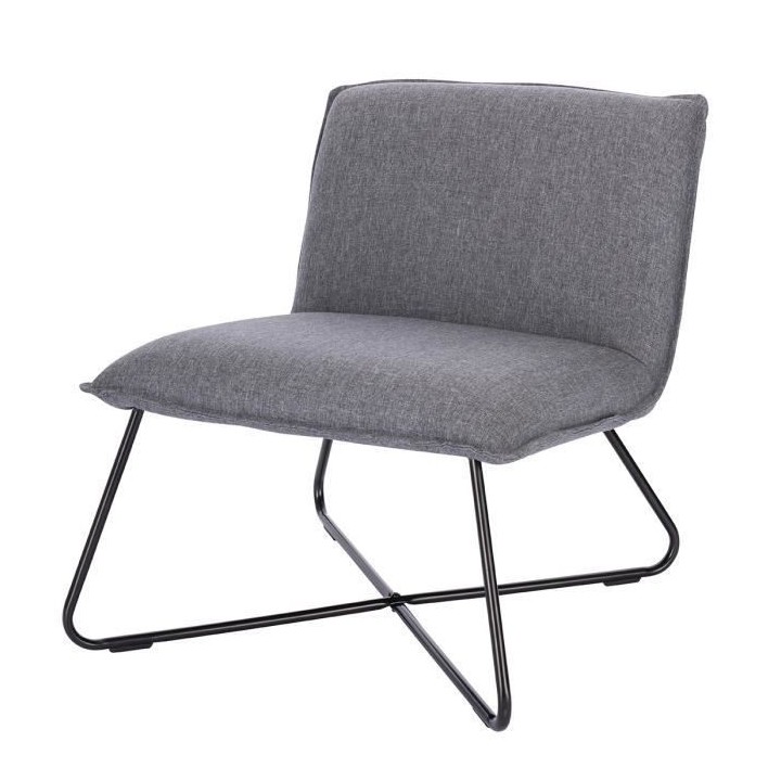 Fauteuil bas IVO - Tissu gris - Style contemporain - L 63 x P 75 x H 7