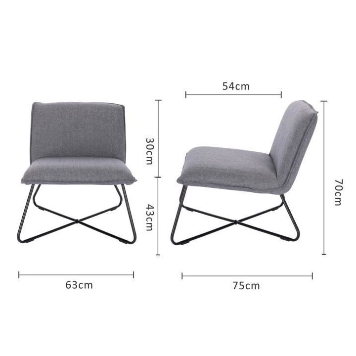 Fauteuil bas IVO - Tissu gris - Style contemporain - L 63 x P 75 x H 7