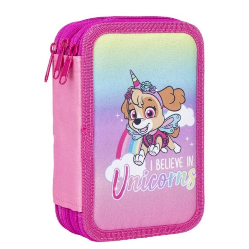 Pochette à crayons triple The Paw Patrol Rose 13 x 6,5 x 19,5 cm