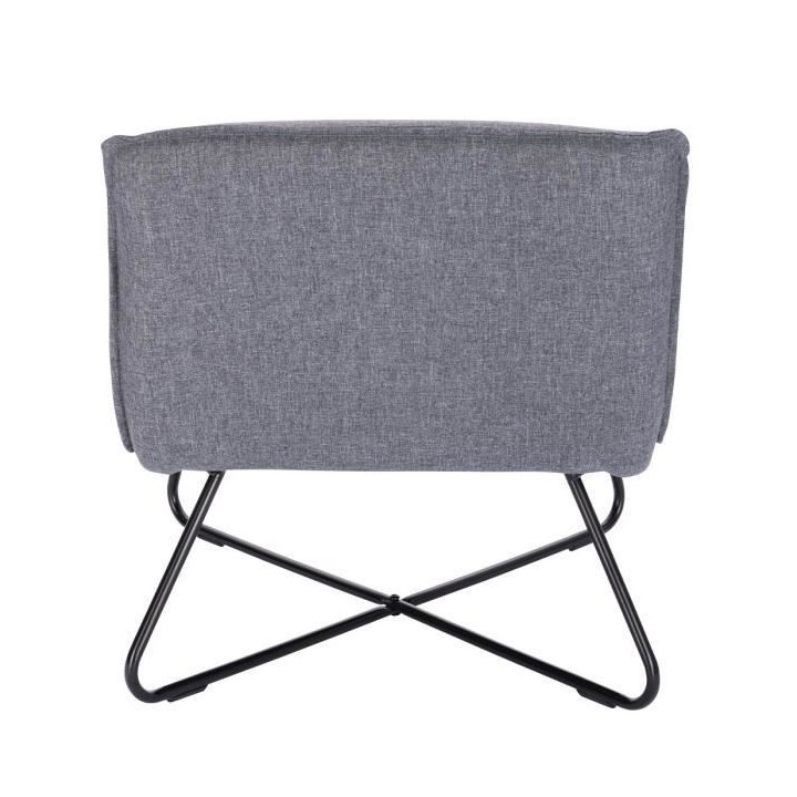 Fauteuil bas IVO - Tissu gris - Style contemporain - L 63 x P 75 x H 7