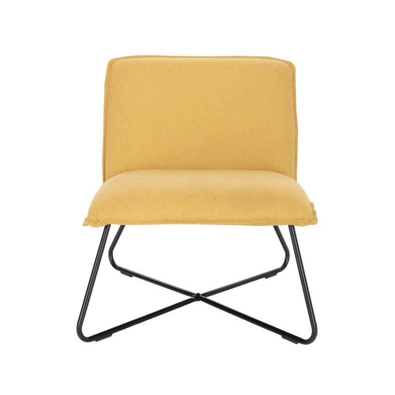 Fauteuil bas IVO - Tissu jaune - Style contemporain - L 63 x P 75 x H 70 cm